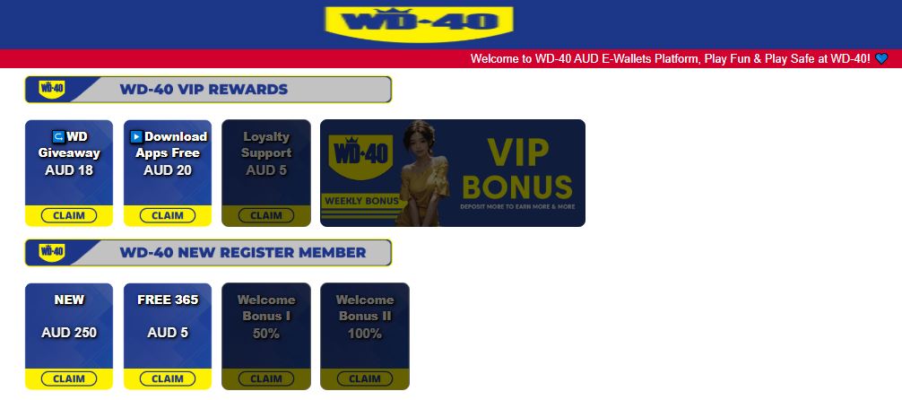 Claim VIP rewards and new member bonuses at WD-40